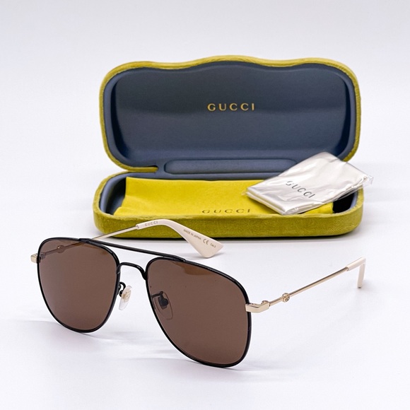 Gucci Other - NEW GUCCI GG0514S 002 UNISEX BLAXK BROWN AVIATOR SUNGLASSES GUCCI